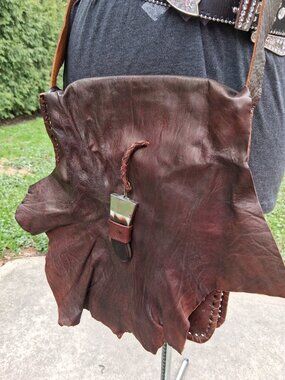 Boho Brown Leather Crossbody bag Post-Apocalyptic or Western Style